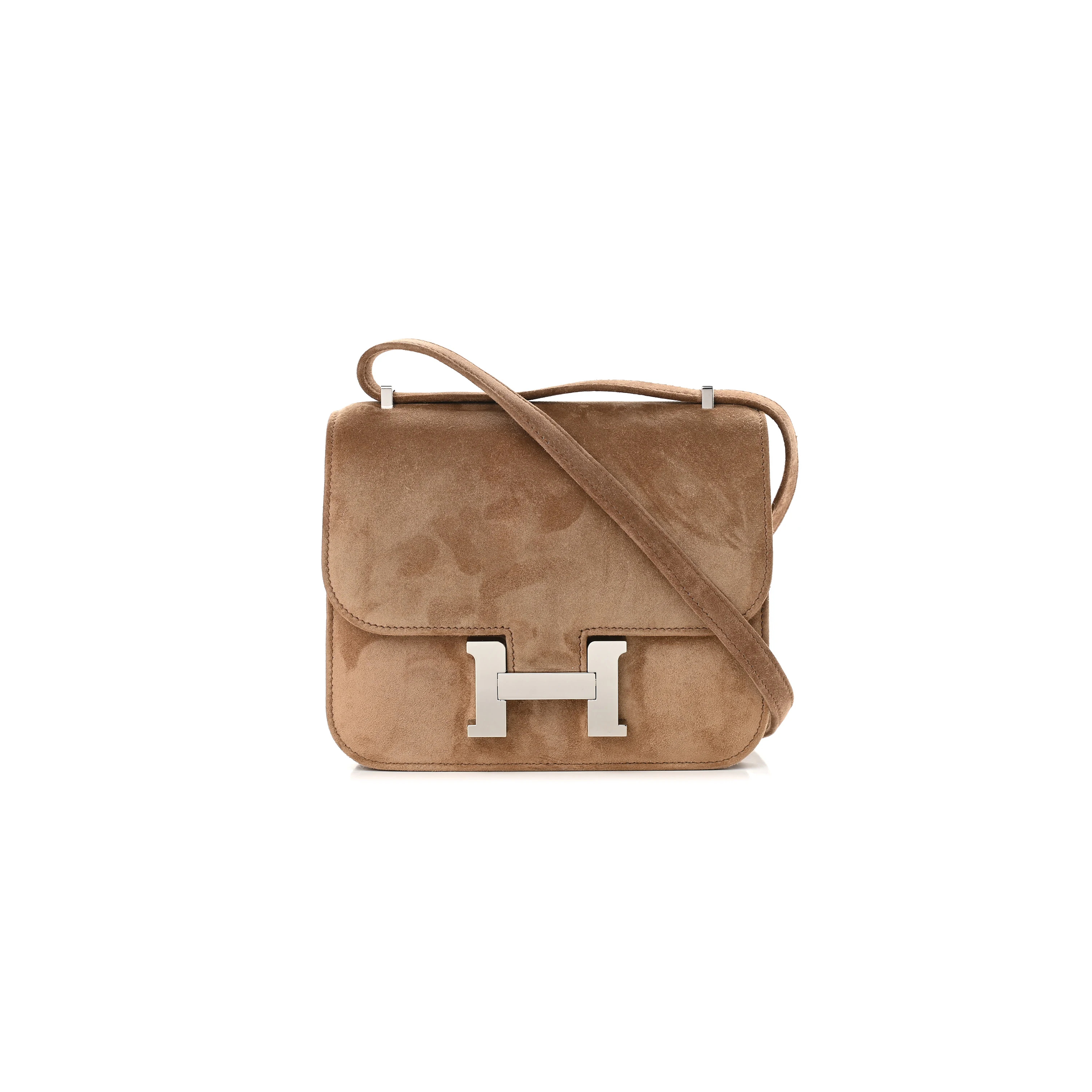 HERMES CONSTANCE 18 MARRON GLACE VEAU DOBLIS SUEDE PALLADIUM HARDWARE (18*15*4cm)